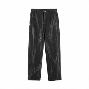 Męskie dżinsy amerykańskie gotyckie hip hop czarny mężczyzna Designer krawat proste workowate swobodne spodnie Vintage Streetwear szerokie nogi dżinsowe spodnie