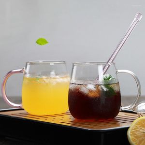 Xícaras pires de 350 ml de copo de vidro transparente leite de chá com alça de caneca canecas de vinho canecas de escritório em casa bebendo