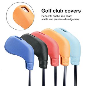 Other Golf Products 9 Pieces Club Cover TPE Iron Headcover Set Portable Drivers Protector Outdoor Sports Guard Sleeve Accessories Black 230303