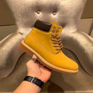 2022 designer tornozelo plataforma botas terrestres de cabine de couro masculino bota de inverno para cowboy amarelo azul azul preto trabalho rosa trabalho mo302q