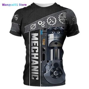 Мужские футболки 2023 Summer Fashion Mens Mens Prush Персонализированная имени Mechanic 3D по всему печати Tops Unisex Tshirts Street Casual Sport Fort 0304H23