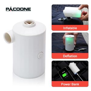 Flashlights Torches PACOONE Portable Mini Air Pump Inflatable Mattress Electric pump Rechargeable For Mat Inflate Deflate 230303