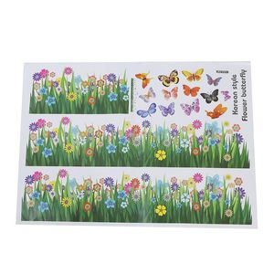 Muurstickers gras bloem vlinderpatroon verwijderbare sticker sticker art -diy home decor