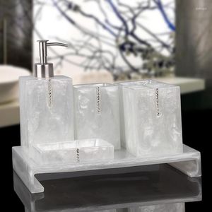 Badtillbehör Set Enkelt badrumsdekoration Harts Mouthwash Cup Lotion Bottle Tandborste Hållare levererar ornament