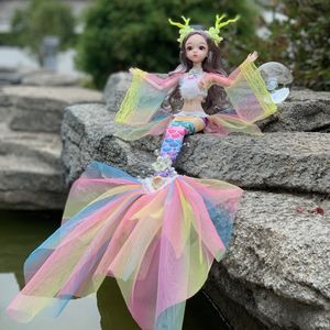 Dolls 45cm Bjd Mermaid Baby 13 Joints Movable Swimming Toy Fish Tail Bath Girl Christmas Gifts 230303