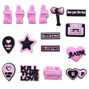 MOQ 100st Custom Black Pink Shoe Flowers PVC Soft Rubber Shoecharms Buckle Beach Shoe Diy Decoration Charm