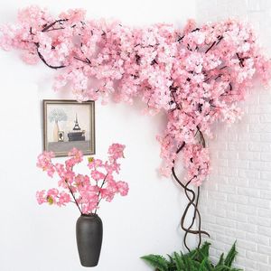 Decorative Flowers Artificial Flower Plant Bonsai Wedding Decoration Wall Cherry Blossoms Spring Sakura DIY Home Decor