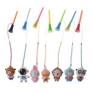 Golf Tees 5Pcs Set Rubber Tee With PVC Cartoon Pattern Ball Holder Handmade Rope Prevent Loss Accessories Gift 230303