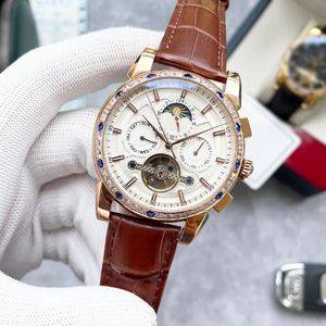 Orologio automatico da uomo 44MM in pelle/acciaio inossidabile orologio di design zaffiro impermeabile per il tempo libero squisito orologio di moda classico montre de lux
