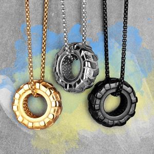 Pendant Necklaces Tire Fitness Gym Gold Mens Long Pendants Chain Hip Hop For Boy Male Stainless Steel Jewelry Creativity Gift WholesalePenda