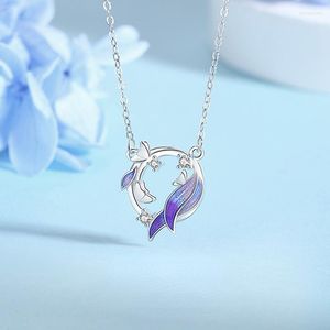 Pendant Necklaces VOQ Silver Color Butterfly Love Iris Necklace Ladies Jewelry Memory Wedding Valentine's Day Gift