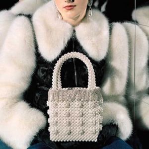 Ręcznie robiona torba z koralikami Mały zestaw publiczny przenośny butikowy butik Pearl Bag z koralikami obiadu 230304