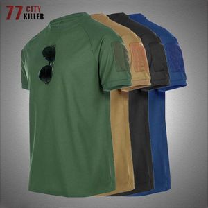 Men's T-Shirts Army Tactical T-Shirts Men Summer Outdoor Quick Dry Short Sleeve Shirt Military Hiking Hunting Combat Tee Male Breathable Tops G230303