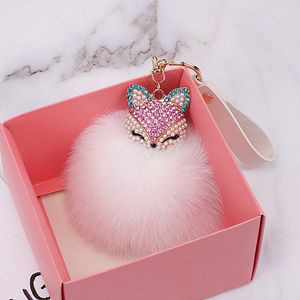 Cute Keychain Charm Mini Fox Fur Pendant For Women Bag Car KeyRing Mobile Phone Fine Jewelry Accessories Kids Girl Gift
