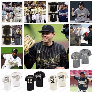 Vanderbilt Commodores Baseball Jersey costurada 13 Walker Buehler 7 Dansby Swanson 51 J.J. Camisas Bleday 80 Kumar Rocker 10 Ethan Paul 5 Philip Clarke