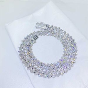 2023 Trendy Fashion 10mm 22 pollici placcato oro bianco gioielli Hip Hop ghiacciato collana braccialetto cubano