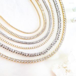 Halsband Gute Qualität Weiß Zirkonia Gepflastert CZ Tennis Kette Halskette Gold Für Frauen Fashion Out Valentinstag Schmuck