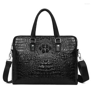 Briefcases Genuine Leather Briefcase Men Business Luxury Crossbody Bag Fashion Cowhide Shoulder Messenger Handbag 14 Inches