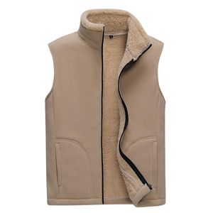 メンズベスト冬のフリースメンズベストジャケットカジュアルソリッドグレーの濃い暖かいサイズ8xlカシミアの袖なしのウエストコートカサコヴェステホム