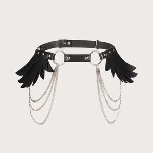 Ligas bondage moda feminina anjo couro corrente cinto artesanal ajustável lingerie acessórios punk liga fetiche traje