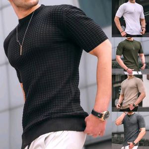 2023 Summer Small Square Tops T-shirts For Men Round Neck Short Sleeve Casual Tee Tshirt 22176