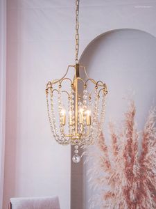 Pendant Lamps Simple Crystal Chandelier Light Luxury Personality Restaurant Art Lamp American Retro Bedroom Study Homestay