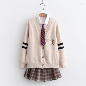 İş elbiseleri 3pcs set lolita harajuku tarzı stil japon okul jk üniforma gömlek bluz örgü hardigan mini eki pileli etek railgun