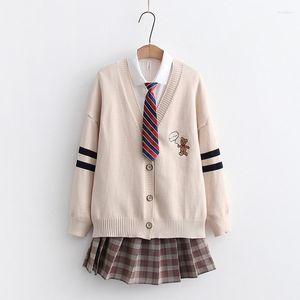 Abiti da lavoro 3 pezzi Set Lolita Harajuku Stile preppy Scuola giapponese JK Camicia uniforme Camicetta Cardigan lavorato a maglia Mini gonna a pieghe scozzese Railgun