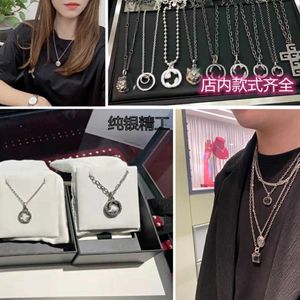 High quality luxury jewelry necklace made old male and female elf key sterling silver couple gift interlocking clavicle sweater chain