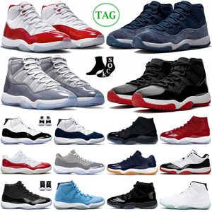 Midnight Navy 11 Basketbol Ayakkabıları 11s Kiraz Platin Tonu Jumpman Reçel Kapağı ve Elbise Heirss serin gri gama mavi yetiştirilmiş saf menekşe erkek bayan eğitmenler uzay