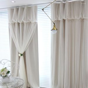 Curtain Custom Princess Beauty Korean Brand Blackout Shade Girl's Bedroom Lace Sheer Tulle Living Room Window Curtains