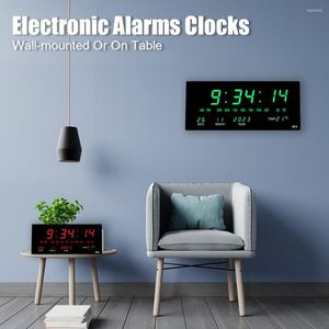 Väggklockor Alarm LED -bordsklocka Lysande multifunktion timme Chimning Temperatur Datum Kalender Display Digital Electronic