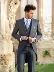 Erkekler Klasik Sabah Tarzı Takım Yakışıklı Damat Smokin Erkek Düğün Prom Partisi Elbise Özel Yapım (Ceket Pantolon Vest Kravat) H: 035