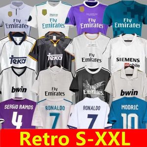 Madrid Retro Soccer Jerseys långärmad fotboll T -skjortor Guti Ramos Seedorf Carlos 13 14 15 16 17 18 Ronaldo Zidane Raul 00 01 02 03 04 05 Finaler Kakaf Reals