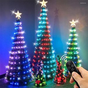 Strings 1.2/1.5/1.8M Artificial Christmas Tree With Fairy String Light Outdoor Garden Patio Decor Garland For Party Holiday Event