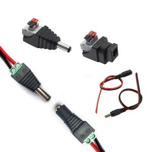 Tiras LED 5.5x2.1 plugue dc machos fêmea fêmea conector de conector de conector Free Tool 3528 Faixa de cor única de cor com tiras leves despojadas