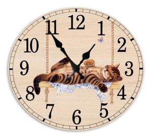 Zegary ścienne Śliczne zegar zwierząt świąteczny prezent Big salon Kreatywny drewniany do sypialni Dom Dom