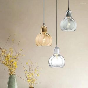 Pendant Lamps Clear Amber Glass Lights Nordic Hanging Lamp For Dining Room Loft Decor Industrial Ceiling Lighting