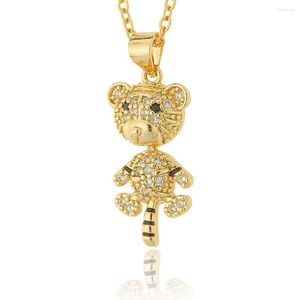 Anhänger Halsketten Chinesisches Jahr des Tigers Sternzeichen Halskette Cartoon Licht Luxus Design Diamant Vielseitiger Schmuck Verlobungsgeschenk