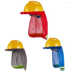 Geniş Memlu Şapkalar Yaz Güneş Gölgesi Güvenlik Sabit Şapka Boyun Kalkan Kaskları Yansıtıcı Şerit Yararlı Örgü Kapak Kapağı İnşaat İşçileri Çapında