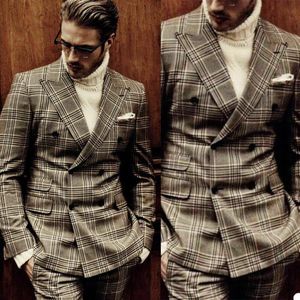 Men's Suits & Blazers Breasted Spring/Winter Double Blazer 2 Pic Set Tuxedo Striped Plaid Mens Groom Formal Wedding Jacket With Pants Tailor