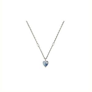 20% rabatt 2023 Nya lyxiga högkvalitativa modesmycken för klassiska Sterling Silver Double Interlocking Family Blue Love Emamel Necklace Par Memorial Gift