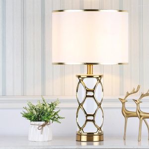 Table Lamps OURFENG LED Light Ceramic Luxury Decorative Desk Lamp Fabric Lampshade For Living Room Bedroom Library Study Office