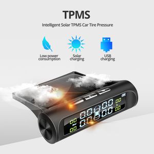 Energia solare TPMS Sistema di monitoraggio dell'allarme della pressione dei pneumatici per auto Sistemi di allarme di sicurezza automatica Avvertimento della temperatura della pressione dei pneumatici