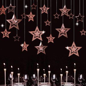 Weihnachtsdekorationen, Wanddekoration für Zuhause, 4 m, glitzernde Sterne, Papiergirlande, fröhliche Baumschmuck, Hochzeit, Geburtstag, Party, Babyparty, Weihnachten