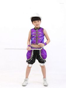 ステージウェア子供プライベートマジックショー服のパフォーマンスジャズダンス6月1日子供用スーツの衣装紫色のドレス