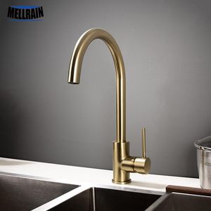 Kitchen Faucets Water Tap Brushed Gold & Black Faucet Single Handle Rotation Classical Sink Mixer