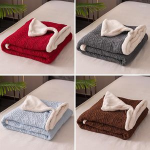 Blankets Pure Cotton Knitted Thicken Home Office Nap Blanket Cashmere Air Condition For Sofa Bed Portable Cold-proof Quilt