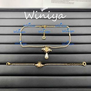 80% OFF 2023 New Luxury High Quality Fashion Jewelry for family Necklace new bee diamond pearl bracelet neck chain feminine style jewelry