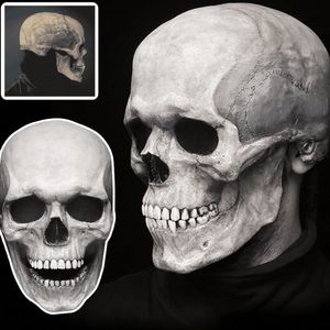 Хэллоуин вечеринка полная голова маска черепа с подвижной челюстью Страшной латекс взрослый размер косплей Маскарад